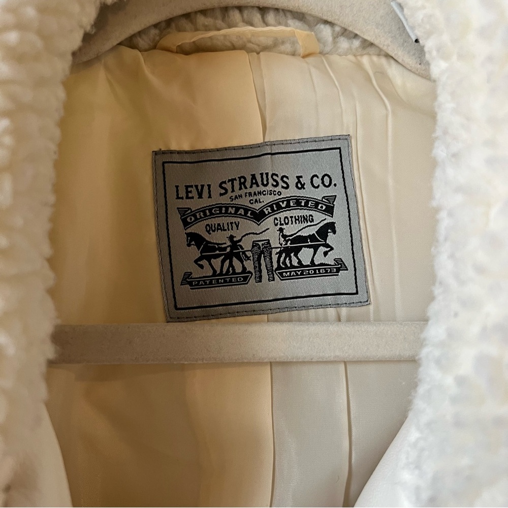 Levi's Off-White Teddy Jacket Coat Small Cozy Cottagecore - Picture 3 of 12